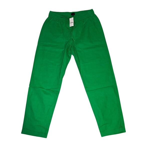 J.Crew Factory Green Linen Cotton Drawstring Pants Size 4 NWT - Picture 2 of 6